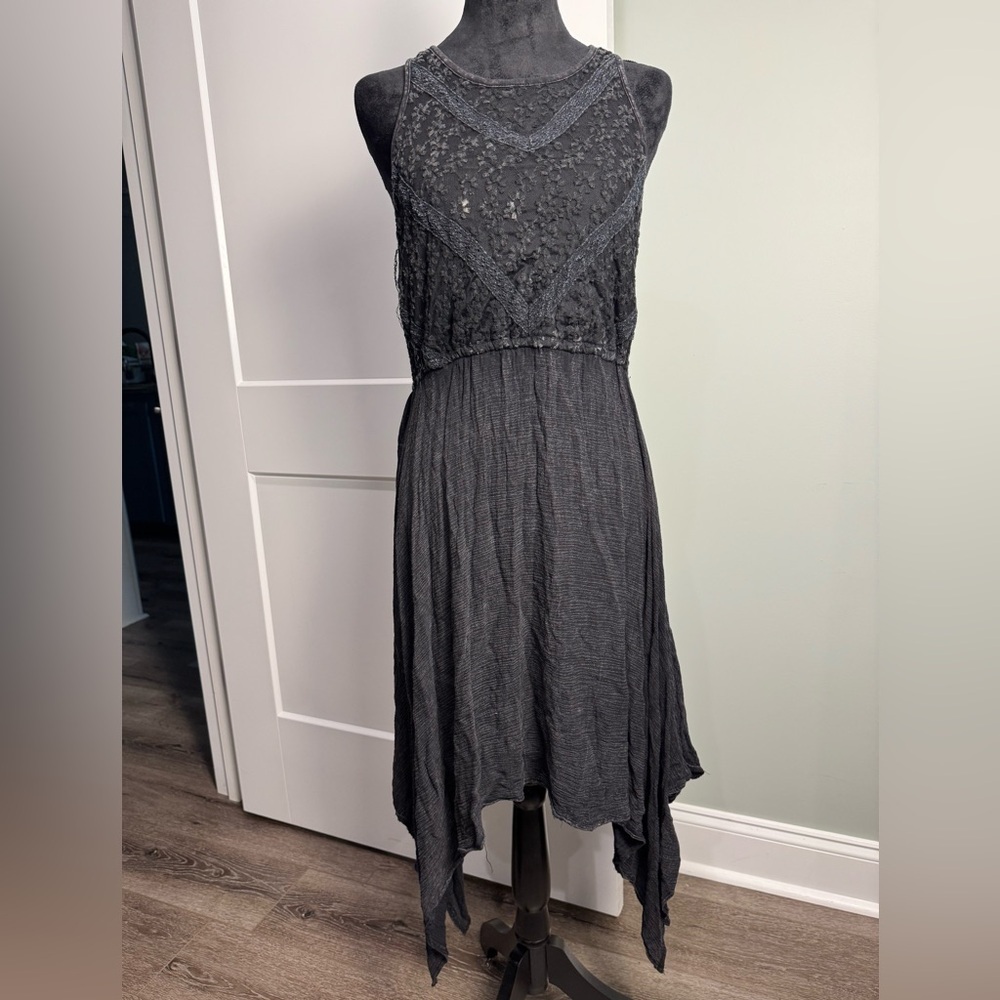 POL Charcoal Asymmetrical Lace cutout Dress whimsigoth fairy